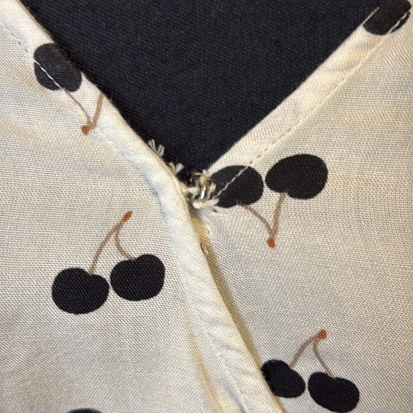 Villa Clothes Women’s 38 Midi Dress Waist Tie Cherries Deep V Wrap Chest - Picture 3 of 10